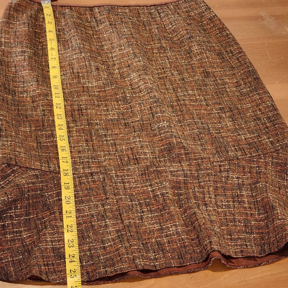 Le Suit 2pc Tweed Skirt Suit Set Women 14 Brown Rust Velvet Business Office Work - Picture 14 of 16